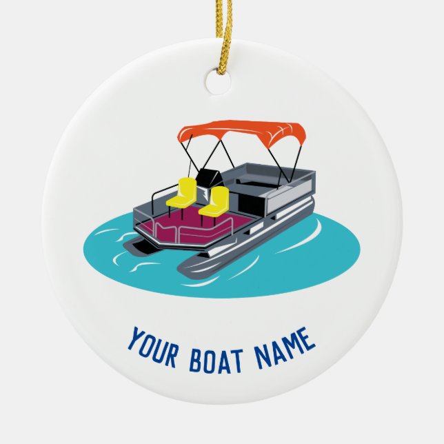 Colourful Pontoon Boat Ornament (Front)