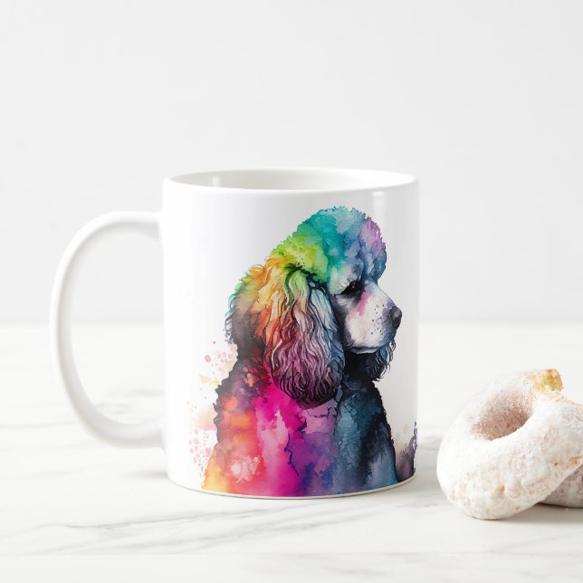 Colourful Poodle Dog  Pet Coffee Mug, Cup (With Donut)