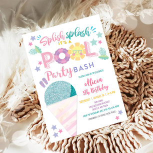 Colourful Pool Party Birthday Invitation