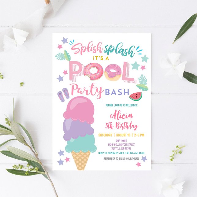 Colourful Pool Party Birthday Invitation (Creator Uploaded)