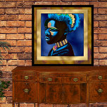Colourful Pop Art African Man 2<br><div class="desc">Elegant acrylic art,  with graphics of a handsome African man portraiture,  done in a faux foil of blue and gold pop art style.  Lovely addition to your room decor.</div>