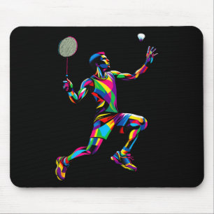Colourful Pop Art Badminton Player Shuttle Badmint Mouse Pad