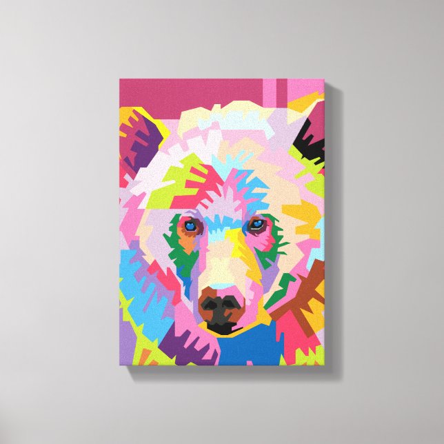 Colourful Pop Art Bear Portrait Canvas Print (Front)