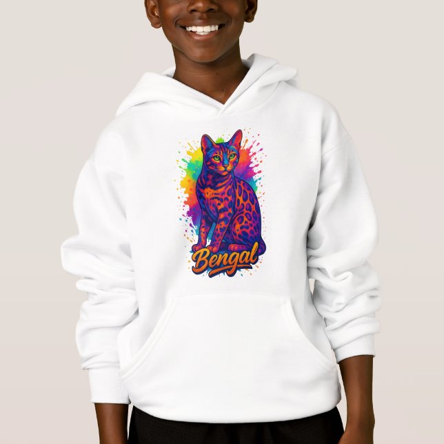 Colourful Pop Art Bengal Cat Illustration (Front)