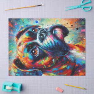 Colourful Pop Art Boxer Dog Decoupage Tissue Paper