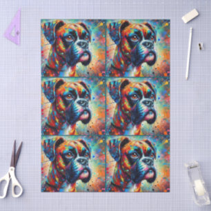 Colourful Pop Art Boxer Dog Decoupage  Tissue Paper