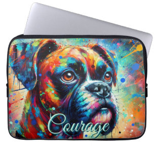 Colourful Pop Art Boxer Dog Personalised Laptop Sleeve