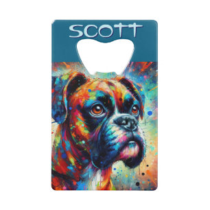 Colourful Pop Art Boxer Dog Personalised Teal Blue