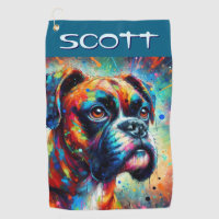 Colourful Pop Art Boxer Dog Personalised Teal Blue