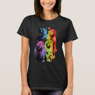 Colourful Pop Art Cats Design Cat Lovers, Cat Mum, T-Shirt