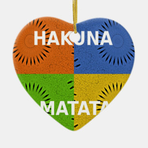 Colourful Pop Art Collage & "Hakuna Matata" Messag Ceramic Tree Decoration