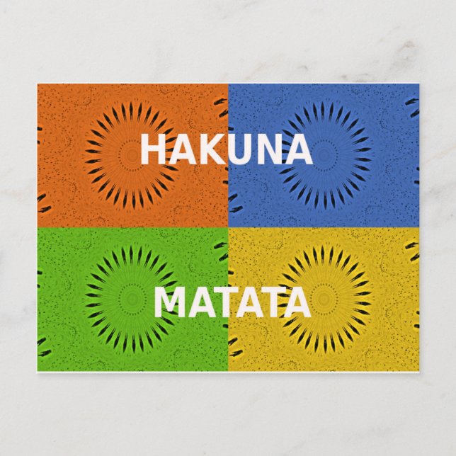 Colourful Pop Art Collage & "Hakuna Matata" Messag Postcard (Front)