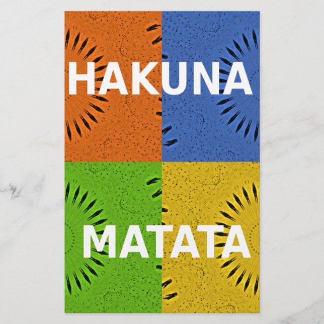 Colourful Pop Art Collage & "Hakuna Matata" Messag Stationery (Front)