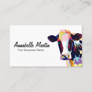 Colourful Pop Art Cow Business Card