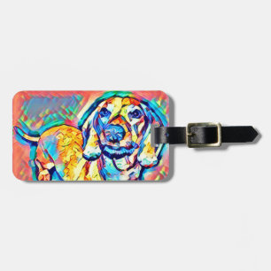 Colourful Pop Art Dachshund Luggage Tag
