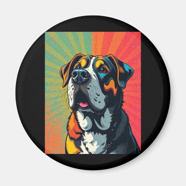 Colourful Pop Art Dog Illustration � Bold & Fun Pe Magnet (Front)