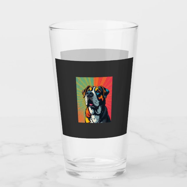 Colourful Pop Art Dog Illustration  Bold & Fun Pet Glass (Front)