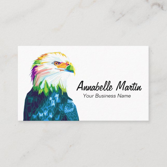 Colourful Pop Art Eagle Business Card (Front)