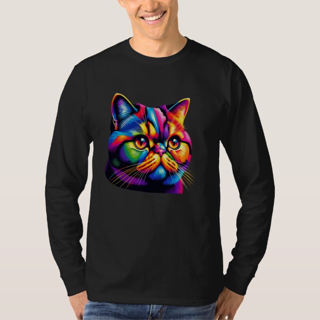 Colourful Pop Art Exotic Shorthair Shorthaired Per T-Shirt (Front)
