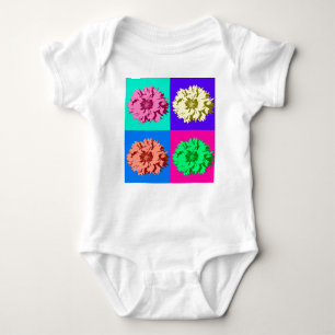 Colourful Pop Art Flowers Baby Bodysuit