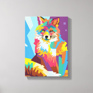 Colourful Pop Art Fox Portrait Canvas Print