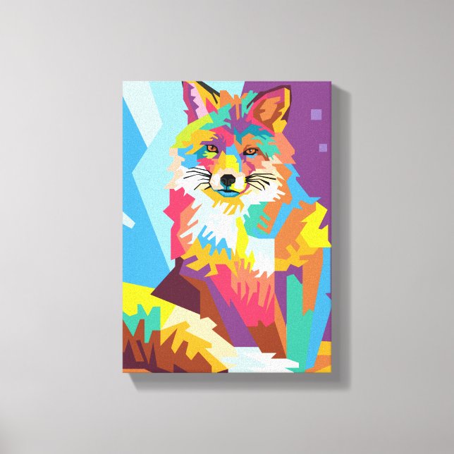 Colourful Pop Art Fox Portrait Canvas Print (Front)