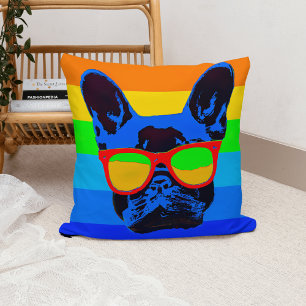 Colourful Pop Art French Bulldog Cushion