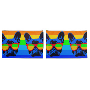 Colourful Pop Art French Bulldog Pillowcase
