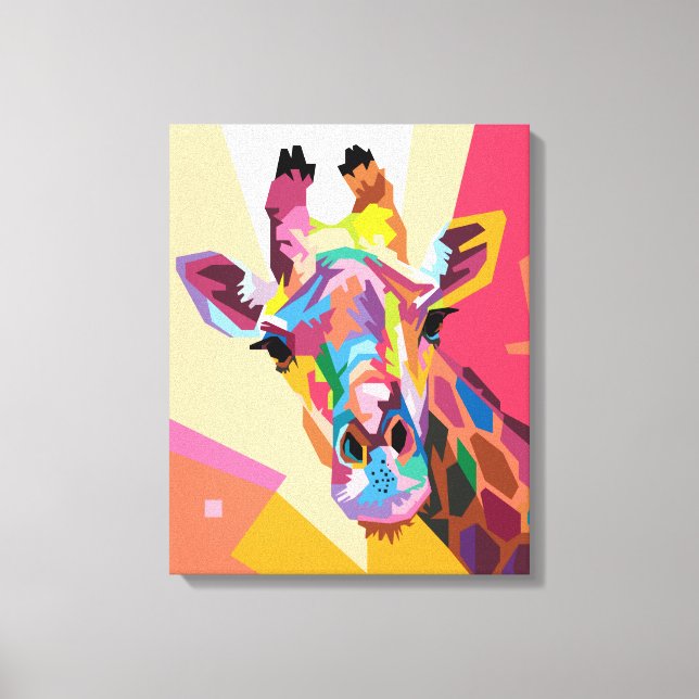 Colourful Pop Art Giraffe Portrait Canvas Print (Front)