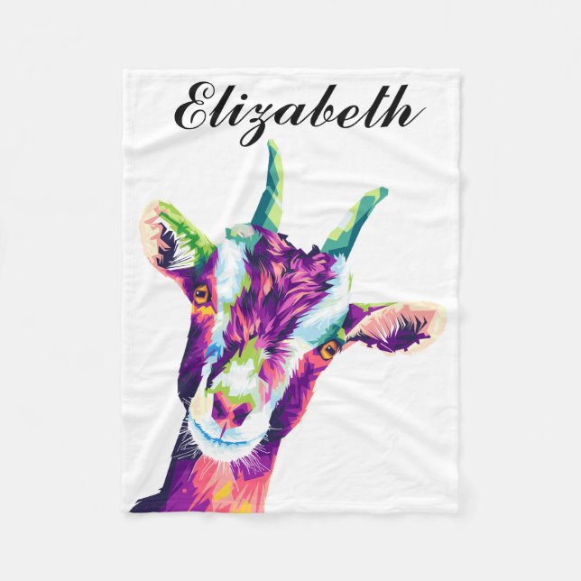 Colourful Pop Art Goat Personalised Fleece Blanket (Front)