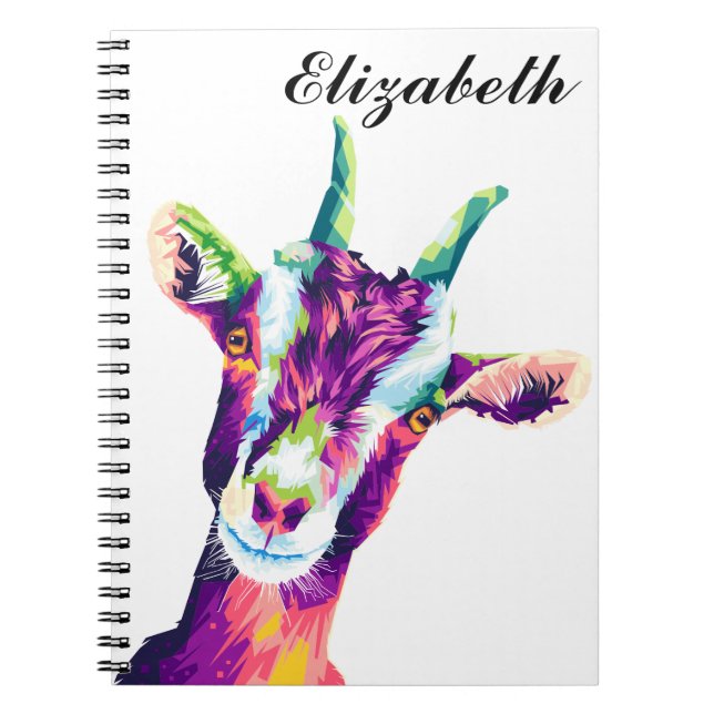 Colourful Pop Art Goat Personalised Notebook (Front)