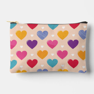 Colourful Pop Art Heart Pattern Accessory Pouch
