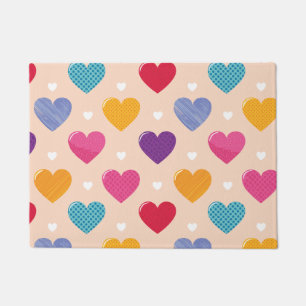 Colourful Pop Art Heart Pattern Doormat