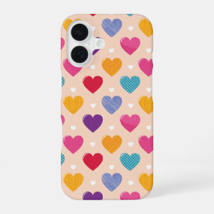 Colourful Pop Art Heart Pattern iPhone 16 Case