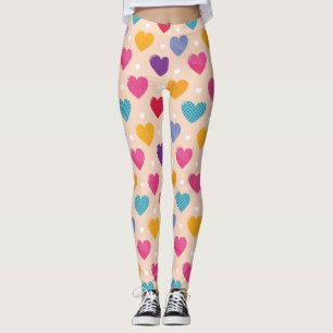 Colourful Pop Art Heart Pattern Leggings