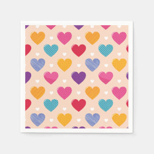 Colourful Pop Art Heart Pattern Napkin