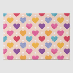 Colourful Pop Art Heart Pattern Tissue Paper