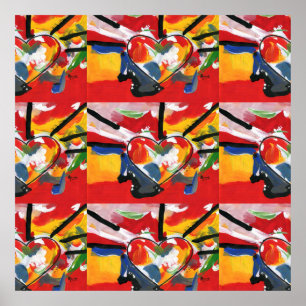 colourful pop art hearts poster