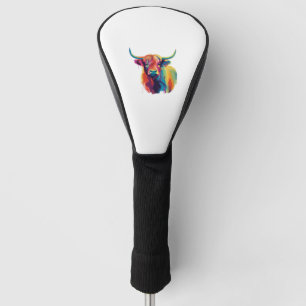 Colourful Pop Art Highland Cow Classic T-Shirt Golf Head Cover