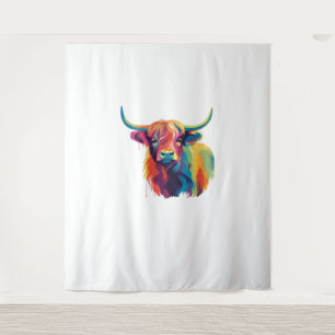 Colourful Pop Art Highland Cow Classic T-Shirt Tapestry