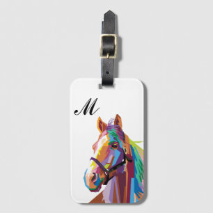 Colourful Pop Art Horse Monogrammed Luggage Tag