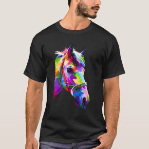 Colourful Pop Art Horse Portrait Funny Horses T-Shirt