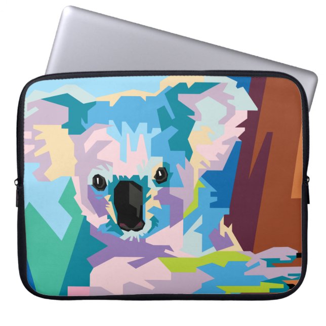 Colourful Pop Art Koala Portrait Laptop Sleeve (Front)