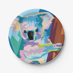 Colourful Pop Art Koala Portrait Paper Plate