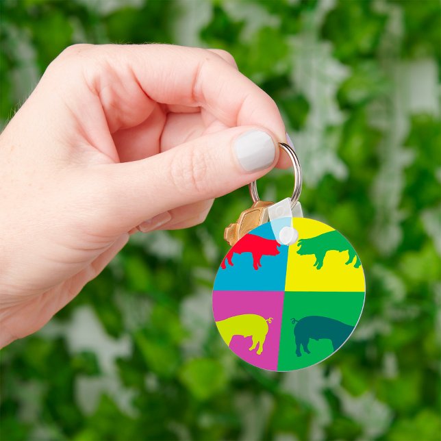 Colourful Pop Art Pig Key Ring (Creator Uploaded)