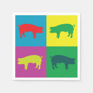 Colourful Pop Art Pig Napkin