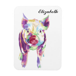 Colourful Pop Art Pig Personalised Magnet