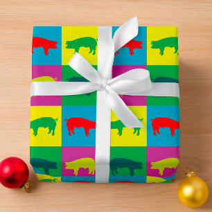 Colourful Pop Art Pig Wrapping Paper