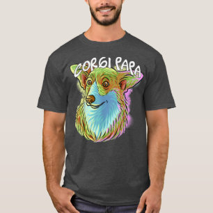 Colourful Pop Art Portrait Corgi Dog Dad Papa Fath T-Shirt