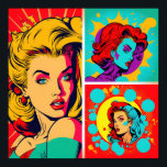 Colourful Pop Art Retro Women Art Poster<br><div class="desc">Colourful Pop Art Retro Women Art</div>
